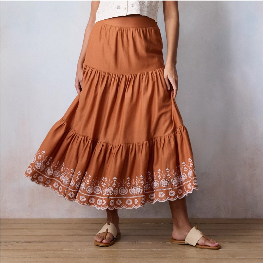 LC Lauren Conrad Orange Maxi Skirt